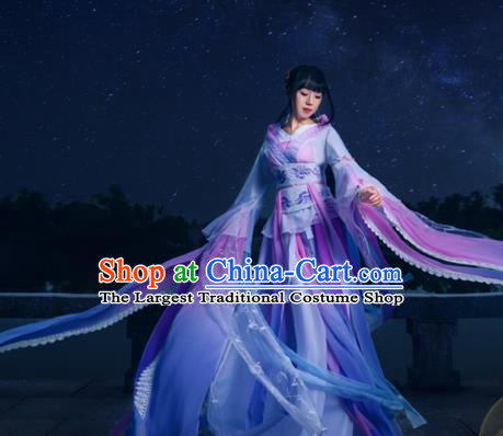 China Cosplay Swordswoman Jiang Yanli Clothing Ancient Young Beauty Garments Traditional Jin Dynasty Princess Hanfu Dress