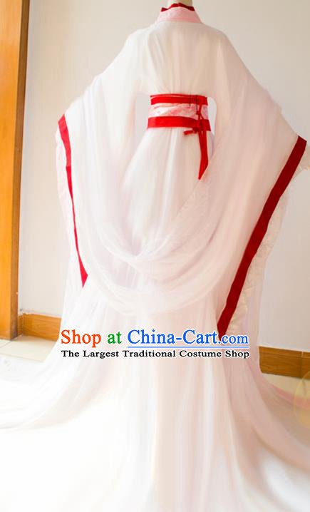Chinese Ancient Childe Garment Costumes Cosplay Swordsman Bai He Hanfu Clothing Traditional Tang Dynasty Young Hero Apparels