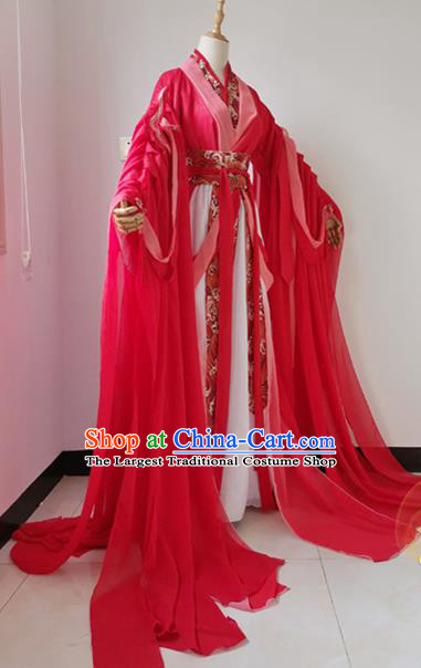 Chinese Traditional Jin Dynasty Wedding Apparels Ancient Childe Garment Costumes Cosplay Swordsman Hua Cheng Red Hanfu Clothing