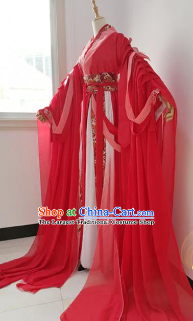 Chinese Traditional Jin Dynasty Wedding Apparels Ancient Childe Garment Costumes Cosplay Swordsman Hua Cheng Red Hanfu Clothing
