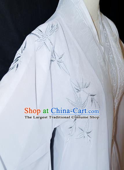 Chinese Cosplay Swordsman Chu Wanning White Hanfu Clothing Traditional Jin Dynasty Scholar Apparels Ancient Childe Garment Costumes
