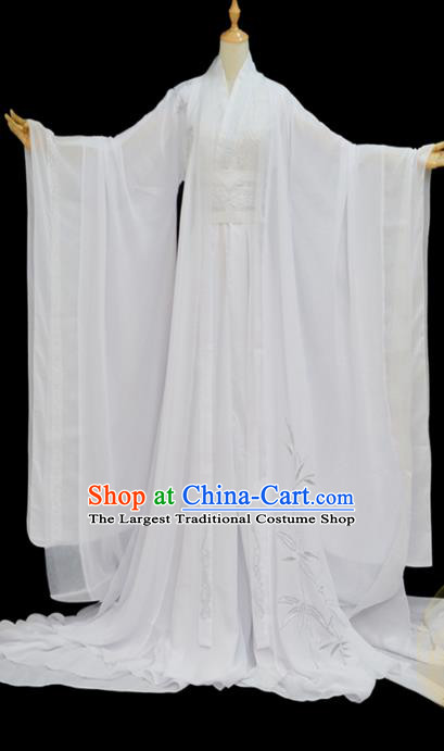 Chinese Cosplay Swordsman Chu Wanning White Hanfu Clothing Traditional Jin Dynasty Scholar Apparels Ancient Childe Garment Costumes