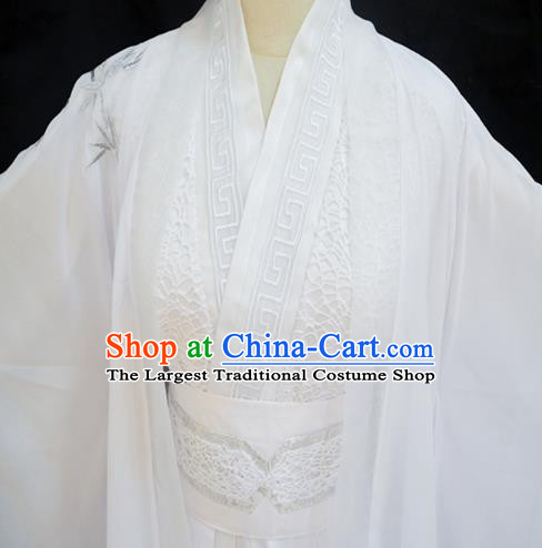 Chinese Cosplay Swordsman Chu Wanning White Hanfu Clothing Traditional Jin Dynasty Scholar Apparels Ancient Childe Garment Costumes