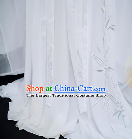 Chinese Cosplay Swordsman Chu Wanning White Hanfu Clothing Traditional Jin Dynasty Scholar Apparels Ancient Childe Garment Costumes