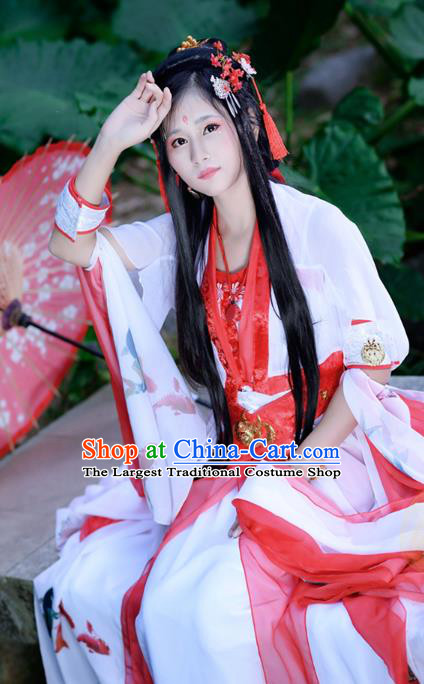 China Traditional Tang Dynasty Palace Lady Hanfu Dress Cosplay Flying Fairy Dance Clothing Ancient Young Beauty Garments