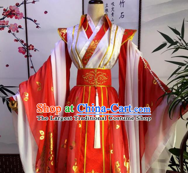 Chinese Cosplay Swordsman Xie Lian Red Clothing Traditional Tang Dynasty Prince Apparels Ancient Childe Garment Costumes