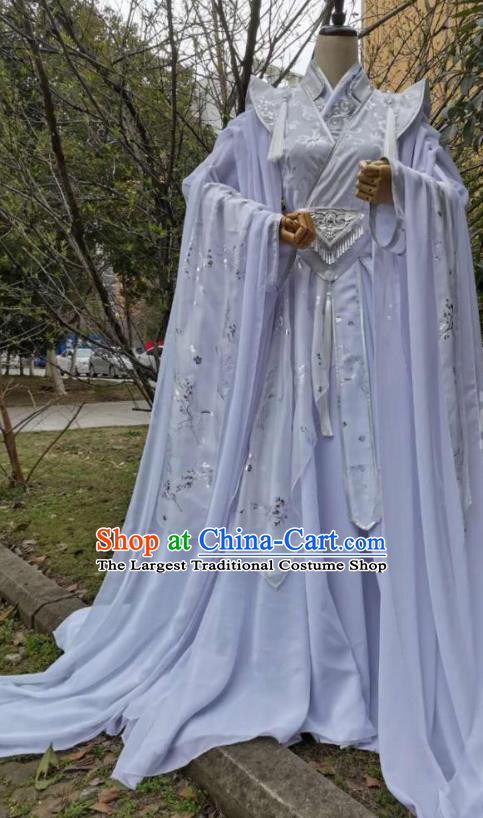 Chinese Ancient Swordsman White Garment Costumes Cosplay Taoist Priest Clothing Traditional Jin Dynasty Royal Highness Apparels