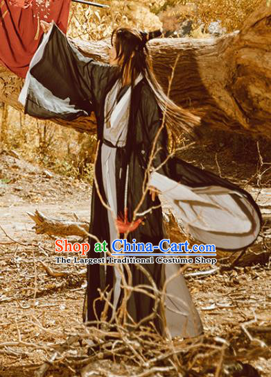 China Jin Dynasty Scholar Garment Costumes Traditional Cosplay Swordsman Hanfu Clothing Ancient Taoist Priest Apparels