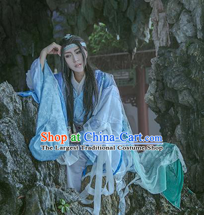 China Jin Dynasty Childe Garment Costumes Traditional Cosplay Swordsman Fu Jiuyun Hanfu Clothing Ancient Young Hero Apparels