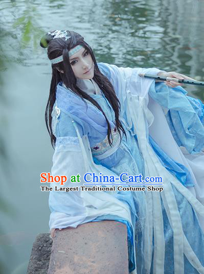 China Jin Dynasty Childe Garment Costumes Traditional Cosplay Swordsman Fu Jiuyun Hanfu Clothing Ancient Young Hero Apparels