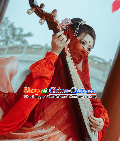 China Cosplay Swordswoman Feng Jiu Clothing Ancient Goddess Garments Traditional Qin Dynasty Young Lady Red Hanfu Dress