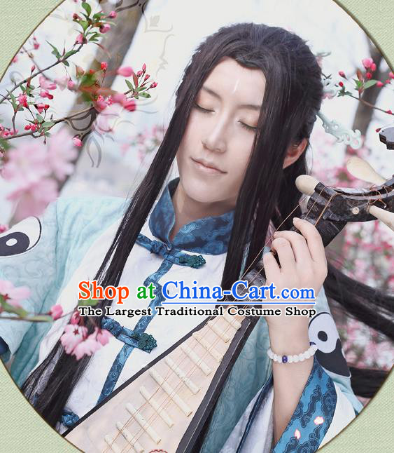 China Traditional Cosplay Swordsman Hanfu Clothing Ancient Taoist Priest Apparels Jin Dynasty Young Knight Garment Costumes
