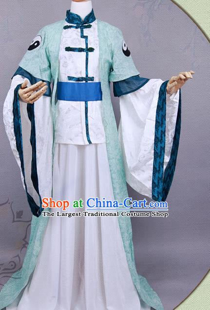 China Traditional Cosplay Swordsman Hanfu Clothing Ancient Taoist Priest Apparels Jin Dynasty Young Knight Garment Costumes