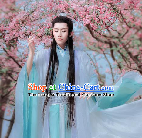 China Traditional Cosplay Swordsman Bai Zihua Hanfu Clothing Ancient Childe Apparels Jin Dynasty Prince Garment Costumes