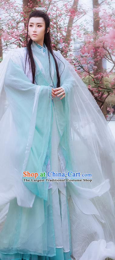 China Traditional Cosplay Swordsman Bai Zihua Hanfu Clothing Ancient Childe Apparels Jin Dynasty Prince Garment Costumes