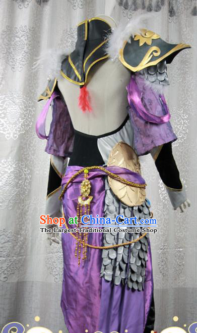 China Ancient Warrior Garments Traditional Game Swordswoman Armor Dress Cosplay Female General Clothing
