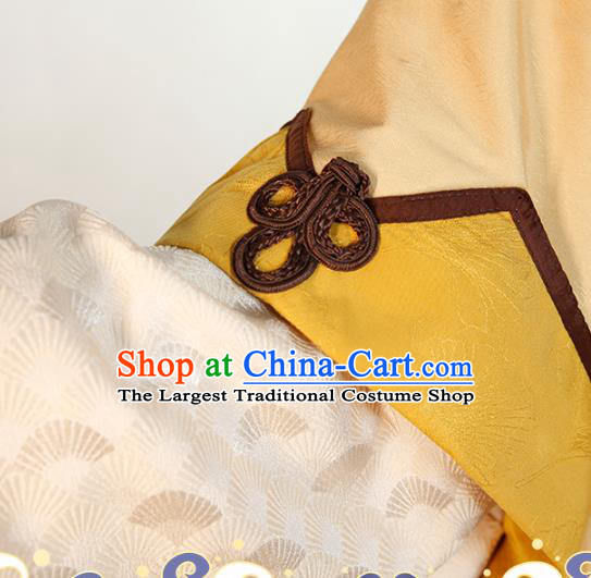 Chinese Ancient Scholar Yellow Garment Costumes Cosplay Poet Wang Wei Clothing Traditional Tang Dynasty Prince Apparels