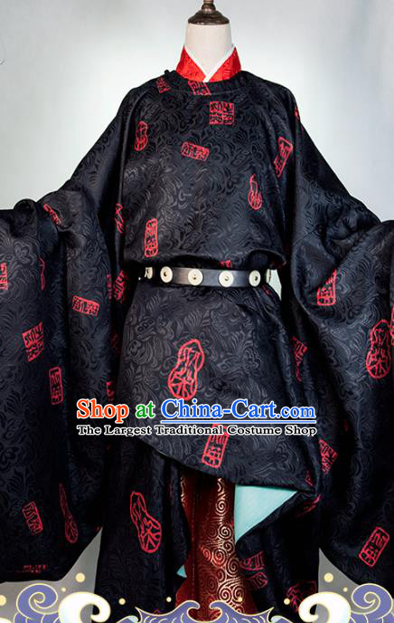 Chinese Ancient Young Swordsman Garment Costumes Cosplay Nobility Childe Clothing Traditional Tang Dynasty Scholar Round Collar Robe Apparels