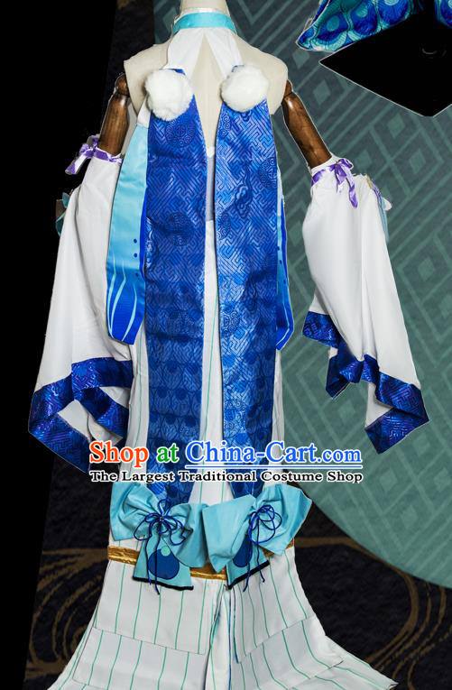 China Traditional Game Onmyoji White Dress Cosplay Fairy Clothing Ancient Female Knight Garments