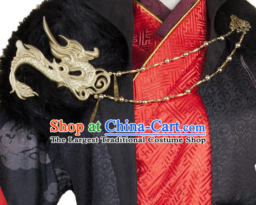 Chinese Cosplay Swordsman Black Clothing Traditional Qin Dynasty Royal Highness Apparels Ancient Emperor Garment Costumes