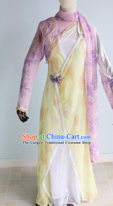China Cosplay Drama Seven Fairy Huang Er Clothing Ancient Goddess Garments Traditional Song Dynasty Village Girl Yellow Hanfu Dress