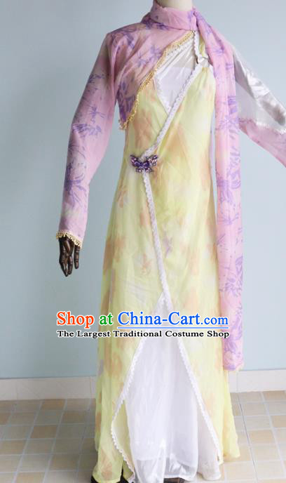 China Cosplay Drama Seven Fairy Huang Er Clothing Ancient Goddess Garments Traditional Song Dynasty Village Girl Yellow Hanfu Dress