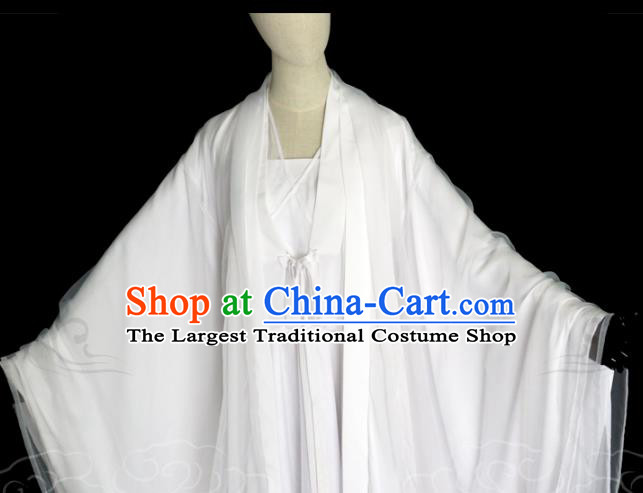China Traditional Song Dynasty Princess White Hanfu Dress Cosplay Drama Swordswoman Wu Xingyun Clothing Ancient Goddess Garments