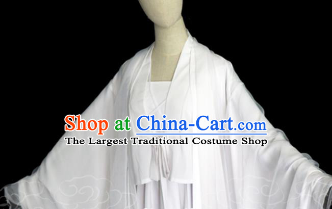 China Traditional Song Dynasty Princess White Hanfu Dress Cosplay Drama Swordswoman Wu Xingyun Clothing Ancient Goddess Garments