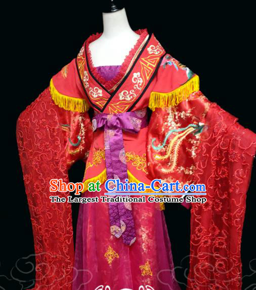 China Ancient Noble Lady Wedding Garments Traditional Tang Dynasty Princess Red Hanfu Dress Cosplay Drama Du Bingyan Clothing