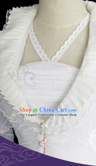 China Ancient Fox Fairy Garments Traditional Ming Dynasty Young Beauty White Hanfu Dress Cosplay Drama Ghost Stories Nie Xiaoqian Clothing