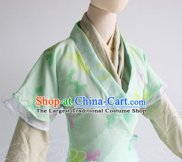 China Traditional Song Dynasty Young Lady Green Hanfu Dress Cosplay Drama The Legend of Sword and Fairy Zhao Linger Clothing Ancient Princess Garments