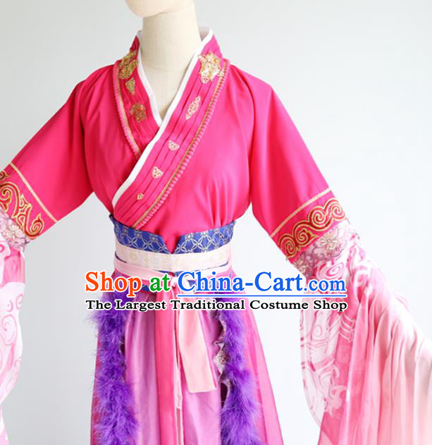 China Ancient Fairy Garments Traditional Three Kingdoms Period Princess Rosy Hanfu Dress Cosplay Drama Young Beauty Diao Chan Clothing