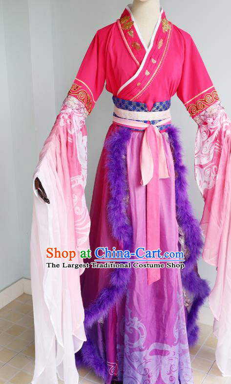 China Ancient Fairy Garments Traditional Three Kingdoms Period Princess Rosy Hanfu Dress Cosplay Drama Young Beauty Diao Chan Clothing