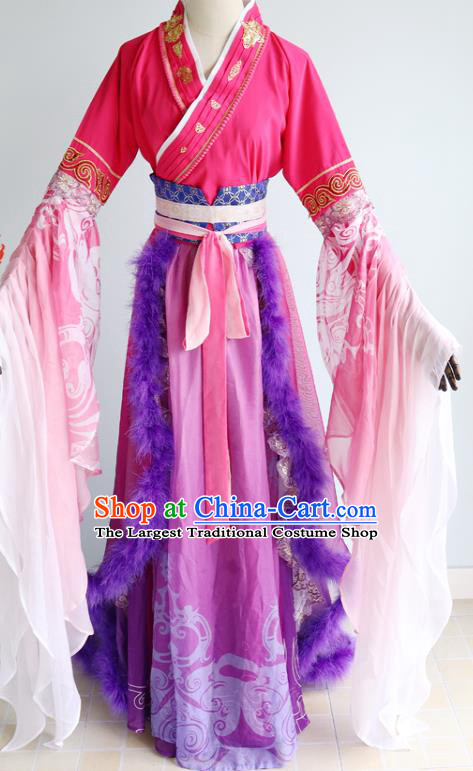 China Ancient Fairy Garments Traditional Three Kingdoms Period Princess Rosy Hanfu Dress Cosplay Drama Young Beauty Diao Chan Clothing