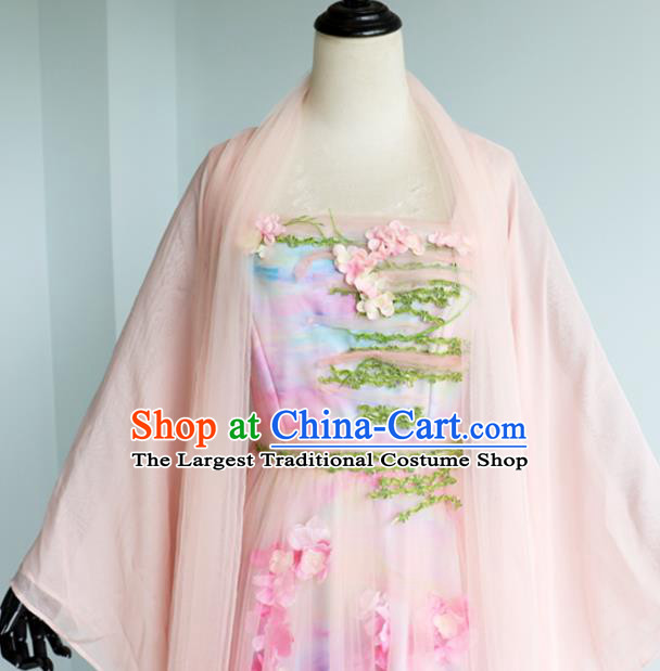 China Ancient Fox Goddess Garments Traditional Pink Hanfu Dress Cosplay Drama Once Upon a Time Bai Qian Clothing
