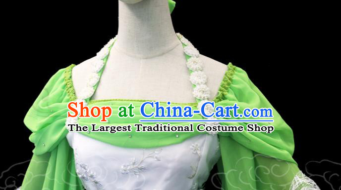 China Cosplay Drama Seven Fairy Lv Er Clothing Ancient Goddess Princess Garments Traditional Dance Green Hanfu Dress