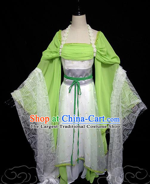 China Cosplay Drama Seven Fairy Lv Er Clothing Ancient Goddess Princess Garments Traditional Dance Green Hanfu Dress