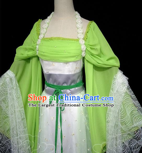 China Cosplay Drama Seven Fairy Lv Er Clothing Ancient Goddess Princess Garments Traditional Dance Green Hanfu Dress