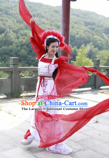 China Cosplay Drama Seven Fairy Hong Er Clothing Ancient Goddess Princess Garments Traditional Dance Water Sleeve Hanfu Dress