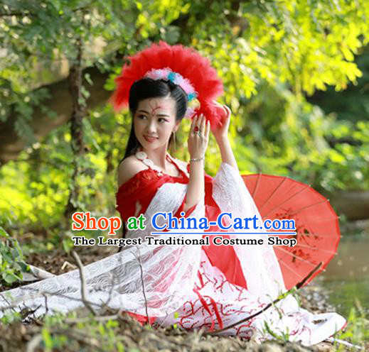 China Cosplay Drama Seven Fairy Hong Er Clothing Ancient Goddess Princess Garments Traditional Dance Water Sleeve Hanfu Dress