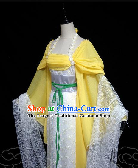China Traditional Dance Yellow Hanfu Dress Cosplay Drama Seven Fairy Princess Huang Er Clothing Ancient Goddess Garments