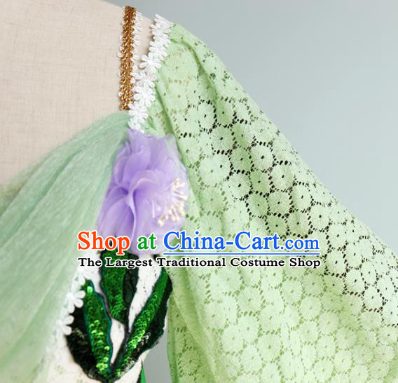 China Cosplay Drama Seven Fairy Lv Er Clothing Ancient Young Lady Garments Traditional Song Dynasty Princess Green Hanfu Dress