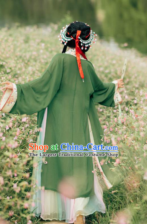 China Ancient Young Mistress Embroidered Dress Apparels Song Dynasty Noble Woman Clothing Traditional Hanfu Garments