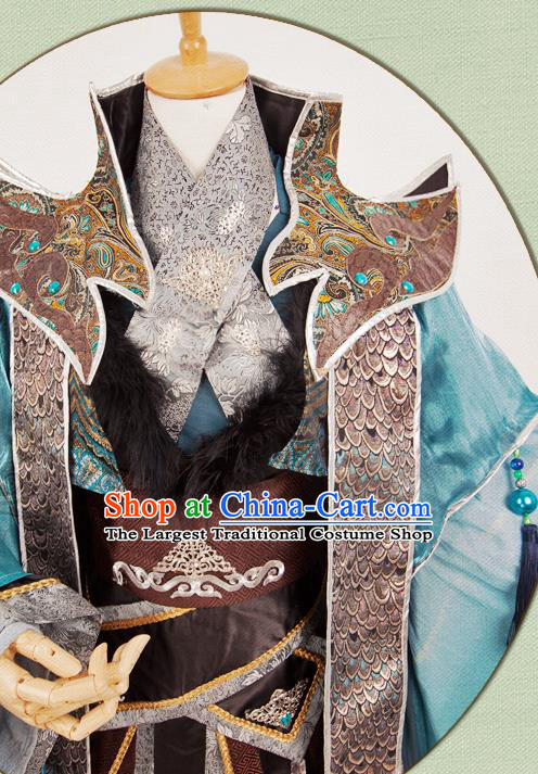China Ancient Noble King Apparels Qin Dynasty Royal Highness Garment Costumes Traditional Cosplay Emperor Hanfu Clothing