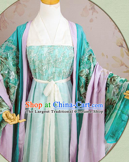China Traditional Song Dynasty Princess Green Hanfu Dress Cosplay Fairy Hua Qiangu Clothing Ancient Court Lady Garments