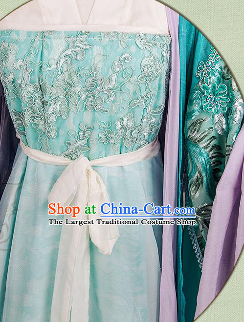 China Traditional Song Dynasty Princess Green Hanfu Dress Cosplay Fairy Hua Qiangu Clothing Ancient Court Lady Garments