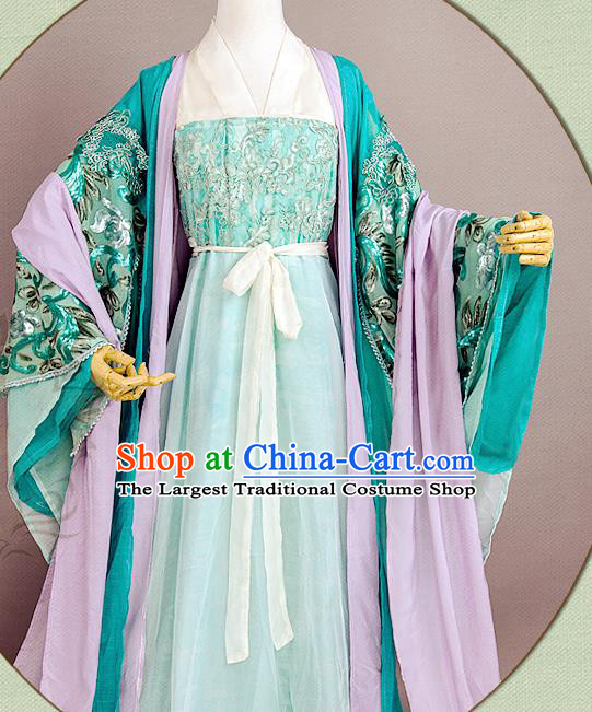 China Traditional Song Dynasty Princess Green Hanfu Dress Cosplay Fairy Hua Qiangu Clothing Ancient Court Lady Garments