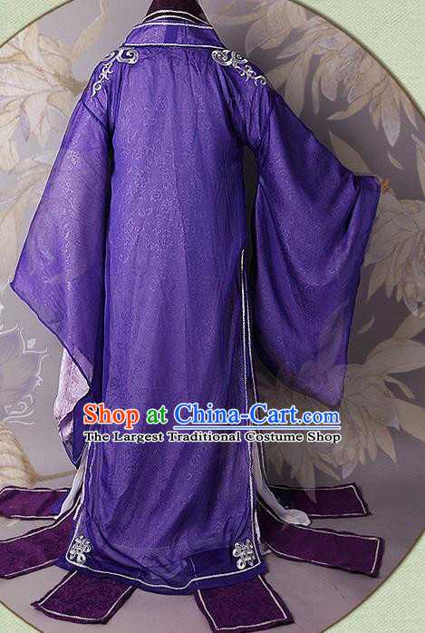 China Ancient Emperor Apparels Han Dynasty King Garment Costumes Traditional Cosplay Immortal Dong Hua Purple Hanfu Clothing