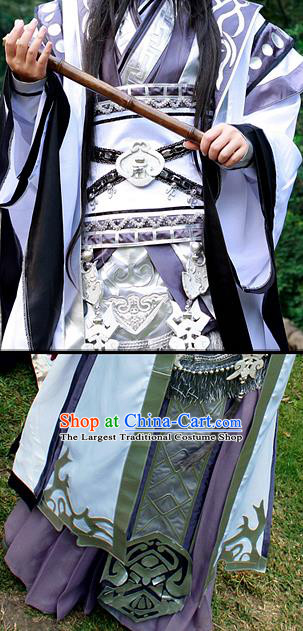 China Ancient Taoist Priest Apparels Qin Dynasty Warrior Garment Costumes Traditional Cosplay Swordsman Hanfu Clothing