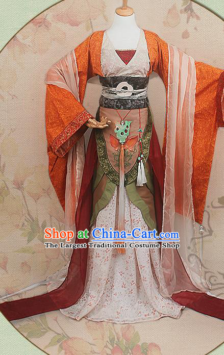 China Cosplay Court Beauty Chu Yu Clothing Ancient Noble Woman Garments Traditional Southern and Northern Dynasties Princess Hanfu Dress